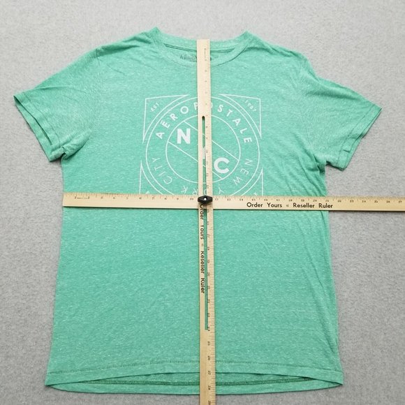 Aeropostale Shirt Mens Large Green Short Sleeve Crew Neck Spell Out Logo - Picture 7 of 9